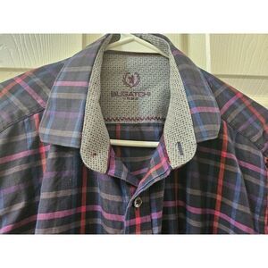 Bugatchi Uomo Classic Fit‎ Button Front Shirt Men's L Plaid